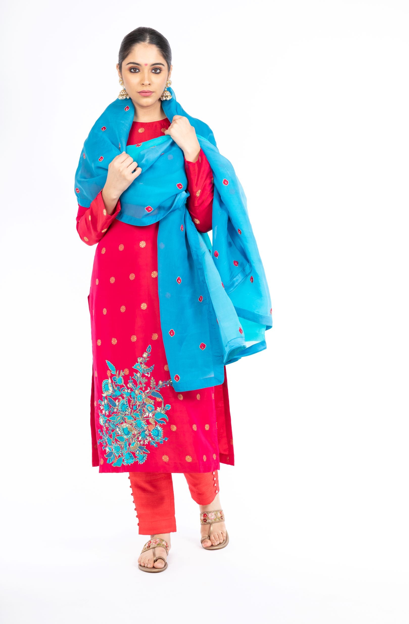 Embroidered Premium Silk Salwar Kameez - Indian Dress - C846A | Fabricoz USA